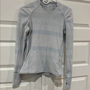Vintage Lululemon Think Fast Long Sleeve Striped Top - Silver Spoon